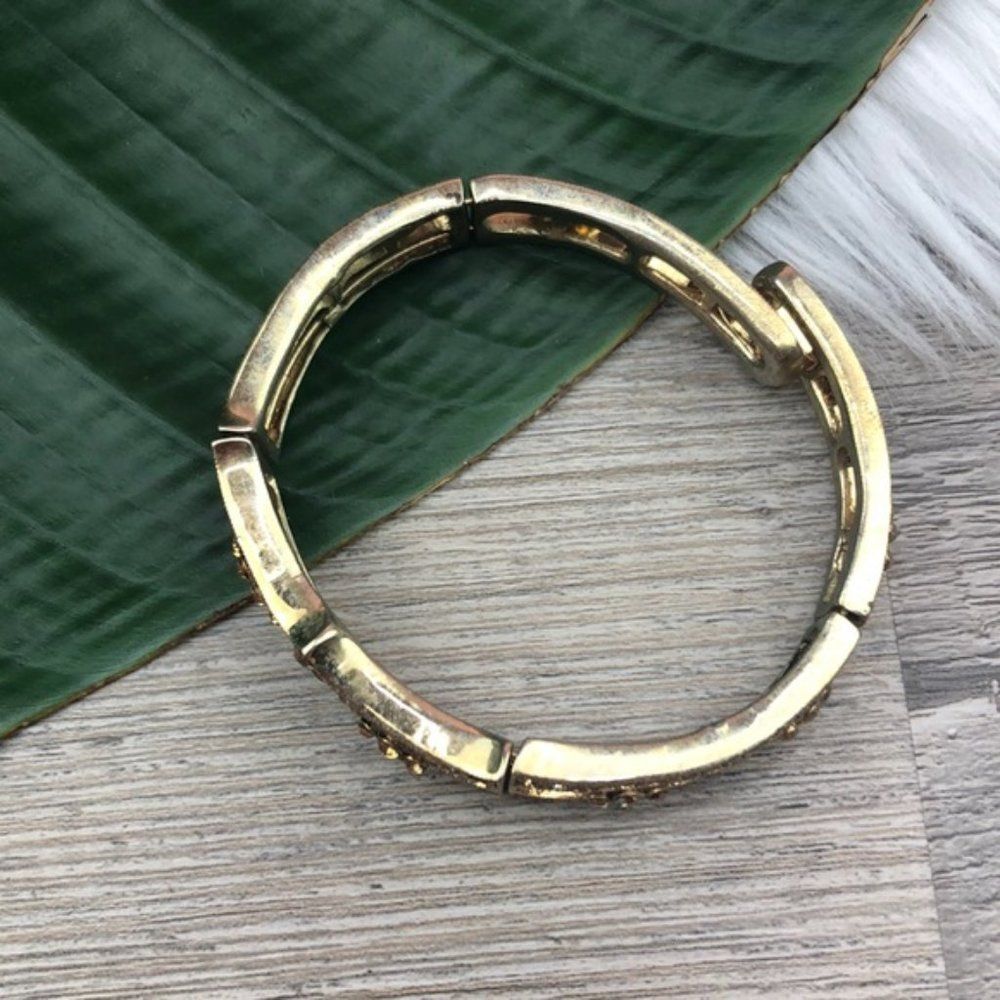 Monet Gold / Champagne Pavé Bejeweled Bracelet - Picture 7 of 10